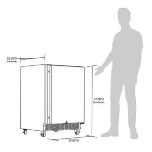 NewAir 24" Built-in 160 Can Outdoor Beverage Fridge in Weatherproof Stainless Steel with Auto-Closing Door and Easy Glide Casters. New Air Mini Fridge, Built-In or Freestanding Outdoor Fridge