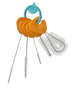b.box cleaning brush set of 5 brushes for sippy cups, water bottles, bottle nipples and straws. brushes clip in and out all on one handy ring