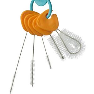 b.box Cleaning Brush Set of 5 Brushes for Sippy Cups, Water Bottles, Bottle Nipples and Straws. Brushes Clip in and Out All on One Handy Ring