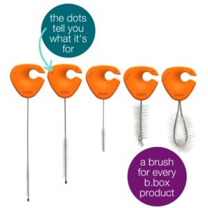 b.box Cleaning Brush Set of 5 Brushes for Sippy Cups, Water Bottles, Bottle Nipples and Straws. Brushes Clip in and Out All on One Handy Ring