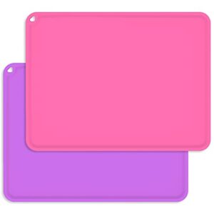 placemats for kids, silicone baby placemats for toddler children reusable non-slip large silicone sheets for crafts resin jewelry casting table mats, 2 pack, purple/pink