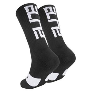 podinor elite basketball crew socks for men and women, cushion performance athletic black basketball socks