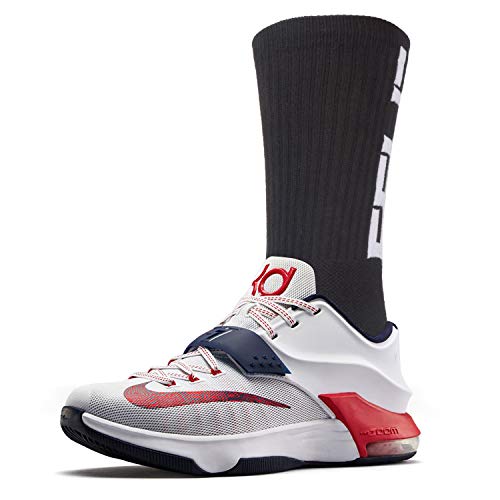 Podinor Elite Basketball Crew Socks for Men and Women, Cushion Performance Athletic Black Basketball Socks