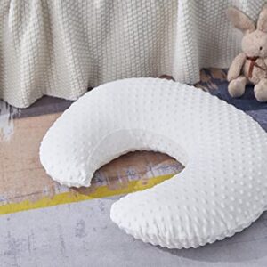 QUENESS Nursing Pillow Cover Breastfeeding Pillow Cases Minky Dot Slipcover (White)