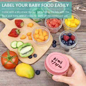 Glass Baby Food Storage Containers Set of 12, Leakproof 4 oz Glass Baby Food Jars with Lids & Marker, Reusable Small Glass Baby Food Containers for Infant & Baby, Freezer, Microwave & Dishwasher Safe