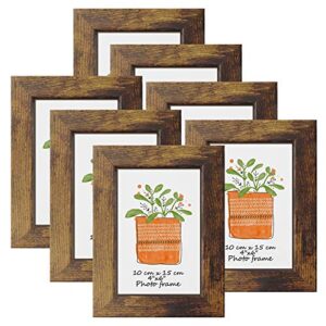 PETAFLOP Picture Frames 4x6 Rustic Frame Fits 4 by 6 Inch Prints Wall Tabletop Display, 7 Pack