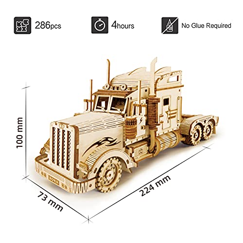 ROKR 3D Wooden Puzzle-Mechanical Car Model-Self Building Vehicle Kits-Brain Teaser Toys-Best Gift for Adults and Kids on Birthday/Christmas Day (Heavy Truck)