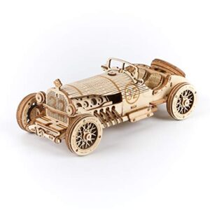 rokr 3d wooden puzzle-mechanical car model-self building vehicle kits-brain teaser toys-best gift for adults and kids on birthday/christmas day (grand prix car)
