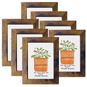 petaflop 5x7 frame rustic picture frames fits 5 by 7 inch photo wall tabletop display, 7 pack