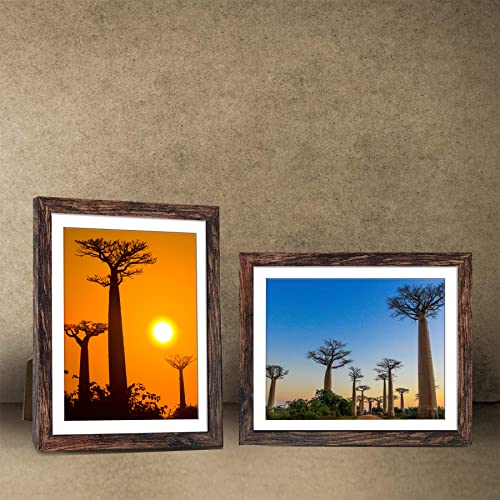 SESEAT 8x10 Picture Frames Rustic Brown with Mat Photo Frames 4 Packs for Tabletop or Wall