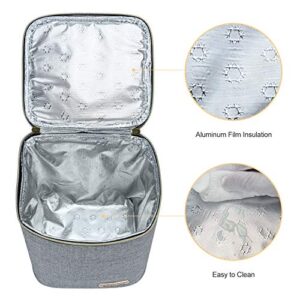 Momojing Insulated Breastmilk Cooler Bag and Baby Bottle Bag with Ice Pack Include, Fits 4 Large Baby Bottles Up to 9 Ounce for Nursing Mother-Grey