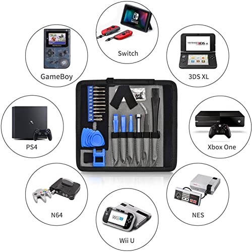 EasyTime Repair Tool Kit Compatible for PS4, Nintendo, Xbox one, 24 in 1 Triwing Screwdriver kit, T6 T8 T9 T10 Torx Gamebit Compatible for Switch Lite, Joycon, NES, SNES, GBA, 3ds, Gamecube, N64