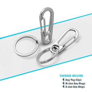 XBD Dog Tag Clips/Quick Clip with Rings/Easy Change Pet ID Tag Holder for Dog Pets Collars and Harnesses. (4 PCs Pack)