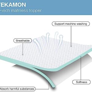 TEKAMON 3 Inch Mattress Topper Queen,Memory Foam Cooling Mattress Pad Cover for Back Pain,Bed Topper with Removable Bamboo Cover,Soft & Breathable,CertiPUR-US Certified