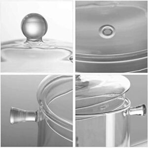 Glass Cooking Pot - 1.5L/50oz Heat-Resistant Borosilicate Glass Handmade Cookware Set stovetop Pot - Safe for Pasta Noodle, Soup, Milk, Tea (1.5L/50OZ)