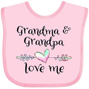inktastic grandma and grandpa love me- heart grandchild baby bib pink 375f2
