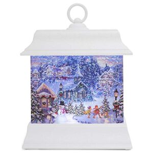 roman 133357 led swirl christmas town printed lantern, 8.5 inch, multicolor