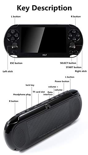 5.1 inch Multi-Function Retro Game Console Handheld Game Console 7700 Games Support Arcade/CPS/fc/SFC/gba/gbc/gb/sega Emulator Games can be archived with Rechargeable Lithium Battery (Black)