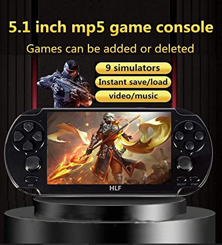 5.1 inch Multi-Function Retro Game Console Handheld Game Console 7700 Games Support Arcade/CPS/fc/SFC/gba/gbc/gb/sega Emulator Games can be archived with Rechargeable Lithium Battery (Black)