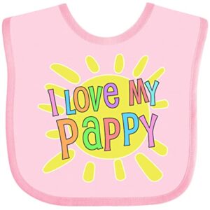 inktastic i love my pappy- sun and rainbow letters baby bib pink 300ef