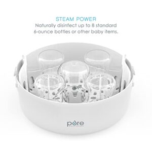 Pure Enrichment® PureBaby® Microwave Bottle Sterilizer - Fast and Easy Natural Steam Sterilizer, 8 Bottle Capacity, BPA Free - Ideal for Bottles, Pacifiers, Training Cups, and Breast Pump Parts