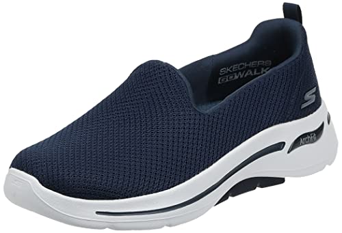 Skechers Women's Go Walk Arch Fit-Grateful Sneakers, Navy/White, 11