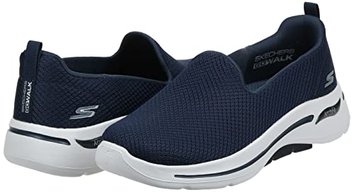 Skechers Women's Go Walk Arch Fit-Grateful Sneakers, Navy/White, 11