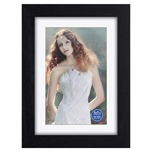 RR ROUND RICH DESIGN 5x7 inch Picture Frames Made of Solid Wood and HD Glass Display Photos 4x6 with Mat or 5x7 Without Mat 4PK Black