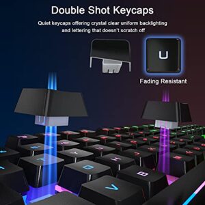 MFTEK Gaming Keyboard and Mouse Combo with Large Mouse Pad, RGB Rainbow Backlit Gaming Keyboard and Illuminated Gaming Mouse, USB Wired Set for Computer PC Gamer Laptop Office Work