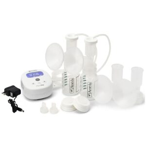 ameda mya joy double electric breast pump & accessories, handsfree compact, lightweight tabletop or portable breastfeeding pump, hospital strength, w/hygienikit milk collection system