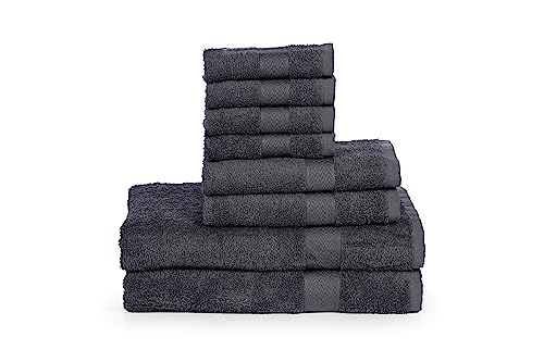 BolBom*S Bath Towels Set of 8, Ultra Soft 100% Cotton, 2 Extra Large Bath Towels 28x56, 2 Hand Towels for Bathroom 16x26, 4 Wash Cloths 12x12, Hotel Towels Ideal for Everyday Use, Hotel & Spa - Grey