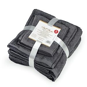 BolBom*S Bath Towels Set of 8, Ultra Soft 100% Cotton, 2 Extra Large Bath Towels 28x56, 2 Hand Towels for Bathroom 16x26, 4 Wash Cloths 12x12, Hotel Towels Ideal for Everyday Use, Hotel & Spa - Grey