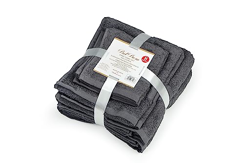 BolBom*S Bath Towels Set of 8, Ultra Soft 100% Cotton, 2 Extra Large Bath Towels 28x56, 2 Hand Towels for Bathroom 16x26, 4 Wash Cloths 12x12, Hotel Towels Ideal for Everyday Use, Hotel & Spa - Grey