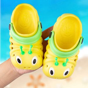 Baby Girls Boys Sandals Kid's Cute Lightweight Shoes Summer Premium Cartoon Sandals Children Caterpillar Non-Slip Beach Water Clogs Shoes Garden Slipper(Yellow,10) S29