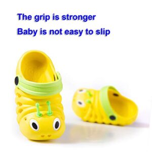 Baby Girls Boys Sandals Kid's Cute Lightweight Shoes Summer Premium Cartoon Sandals Children Caterpillar Non-Slip Beach Water Clogs Shoes Garden Slipper(Yellow,10) S29