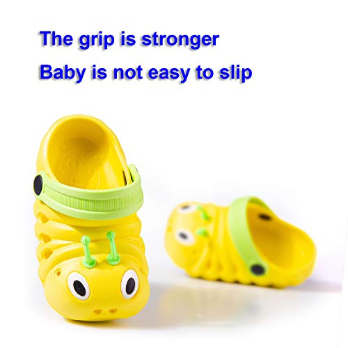 Baby Girls Boys Sandals Kid's Cute Lightweight Shoes Summer Premium Cartoon Sandals Children Caterpillar Non-Slip Beach Water Clogs Shoes Garden Slipper(Yellow,10) S29