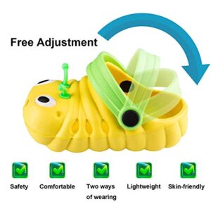 Baby Girls Boys Sandals Kid's Cute Lightweight Shoes Summer Premium Cartoon Sandals Children Caterpillar Non-Slip Beach Water Clogs Shoes Garden Slipper(Yellow,10) S29