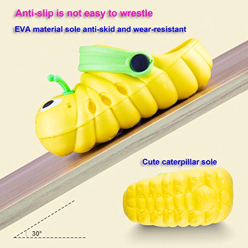 Baby Girls Boys Sandals Kid's Cute Lightweight Shoes Summer Premium Cartoon Sandals Children Caterpillar Non-Slip Beach Water Clogs Shoes Garden Slipper(Yellow,10) S29