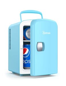 astroai mini fridge, 4 liter/6 can ac/dc portable thermoelectric cooler and warmer refrigerators for mother's day gift, skincare, beverage, food, home, office and car, etl listed (teal)