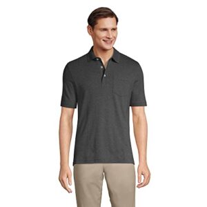 lands' end mens short sleeve pocket supima polo dark charcoal heather tall x-large