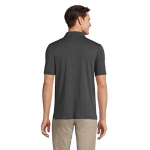 Lands' End Mens Short Sleeve Pocket Supima Polo Dark Charcoal Heather Tall X-Large