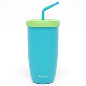 bakerpan silicone straw cup for toddlers and kids, 12 ounces (blue)