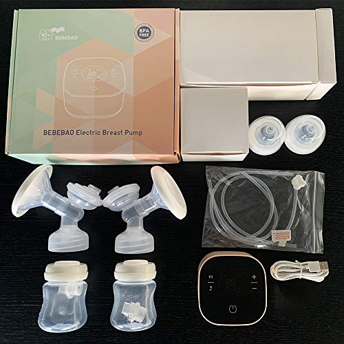 Electric Double Breast Pump, Breastfeeding Pump with 2 Modes & 10 Levels,Ultra-Quiet Rechargeable Milk Pump for Travel&Home