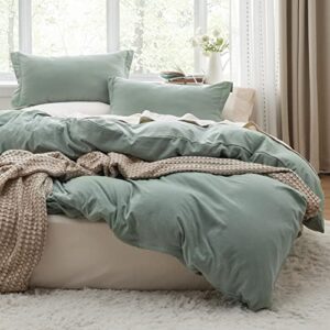 bedsure sage green duvet cover king size - soft prewashed set, 3 pieces, 1 duvet cover 104x90 inches with zipper closure and 2 pillow shams, comforter not included