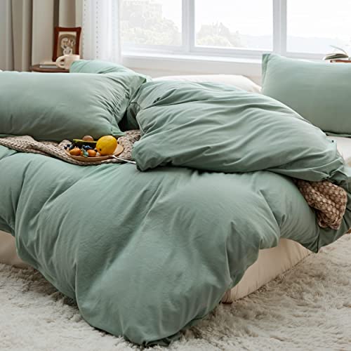 Bedsure Sage Green Duvet Cover King Size - Soft Prewashed Set, 3 Pieces, 1 Duvet Cover 104x90 Inches with Zipper Closure and 2 Pillow Shams, Comforter Not Included