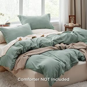 Bedsure Sage Green Duvet Cover King Size - Soft Prewashed Set, 3 Pieces, 1 Duvet Cover 104x90 Inches with Zipper Closure and 2 Pillow Shams, Comforter Not Included