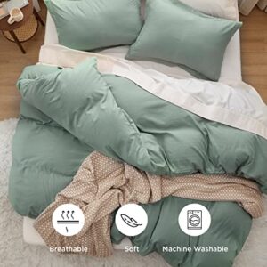 Bedsure Sage Green Duvet Cover King Size - Soft Prewashed Set, 3 Pieces, 1 Duvet Cover 104x90 Inches with Zipper Closure and 2 Pillow Shams, Comforter Not Included