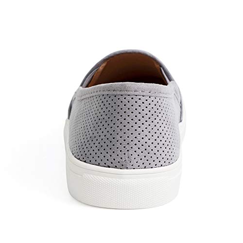 FUNKYMONKEY Women's Slip On Sneakers Preforated Comfortable Walking Casual Shoes (10 M US, Dk Grey)