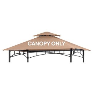warmally grill gazebo replacement canopy roof, 5'x8' outdoor bbq gazebo top, double tiered shelter cover roof fit for gazebo model l-gg001pst, l-gz238pst (khaki)