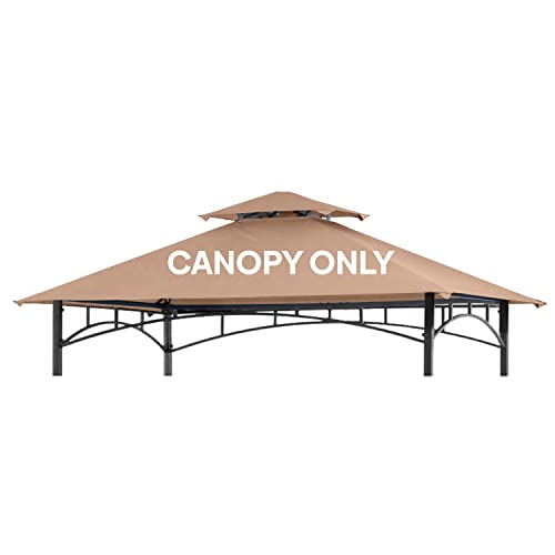 Warmally Grill Gazebo Replacement Canopy Roof, 5'x8' Outdoor BBQ Gazebo Top, Double Tiered Shelter Cover Roof Fit for Gazebo Model L-GG001PST, L-GZ238PST (Khaki)